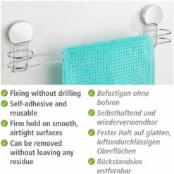 WENKO Porte Serviette Salle De Bain Mural Osimo, Barre Porte Serviette Fixation Sans Perçage "Static Loc Plus", Acier, 45x13x6 Cm, Brillant 10 WENKO Porte Serviette Salle De Bain Mural Osimo, Barre Porte Serviette Fixation Sans Perçage "Static Loc Plus", Acier, 45x13x6 Cm, Brillant -WENKO Soldes 60349365 4