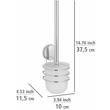 WENKO Brosse WC Suspendue Murale Osimo, Solution Sans Perçage "Static Loc Plus", Acier - Plastique, 10x37x11 Cm, Chromé 6 WENKO Brosse WC Suspendue Murale Osimo, Solution Sans Perçage "Static Loc Plus", Acier - Plastique, 10x37x11 Cm, Chromé – Image 4