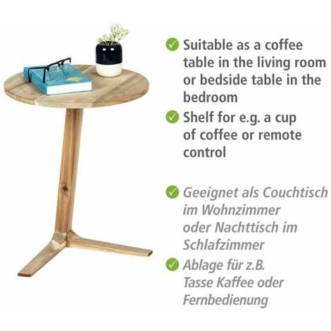WENKO Table De Nuit Bois Acina, Bout De Canapé Bois, Design Scandinave, Bois Acacia Certifié FSC, ø40cmxH50cm, Marron 5 WENKO Table De Nuit Bois Acina, Bout De Canapé Bois, Design Scandinave, Bois Acacia Certifié FSC, ø40cmxH50cm, Marron – Image 3