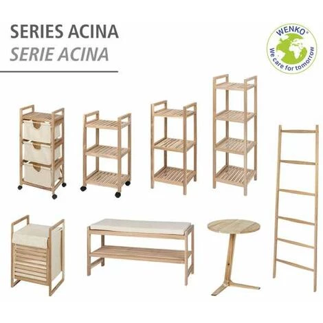 WENKO Table De Nuit Bois Acina, Bout De Canapé Bois, Design Scandinave, Bois Acacia Certifié FSC, ø40cmxH50cm, Marron 7 WENKO Table De Nuit Bois Acina, Bout De Canapé Bois, Design Scandinave, Bois Acacia Certifié FSC, ø40cmxH50cm, Marron – Image 5