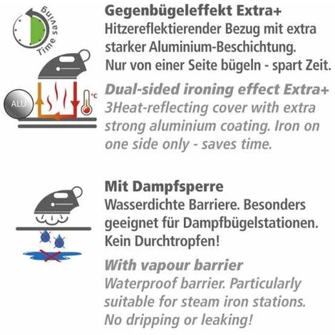 WENKO Housse Table à Repasser Comfort XL, Housse Table à Repasser Pour Centrale Vapeur, Housse Extra épaisse 5 Couches, Ruban élastique, Coton Eco-Tex Standard, 140x48 Cm, Multicolore 6 WENKO Housse Table à Repasser Comfort XL, Housse Table à Repasser Pour Centrale Vapeur, Housse Extra épaisse 5 Couches, Ruban élastique, Coton Eco-Tex Standard, 140x48 Cm, Multicolore – Image 5