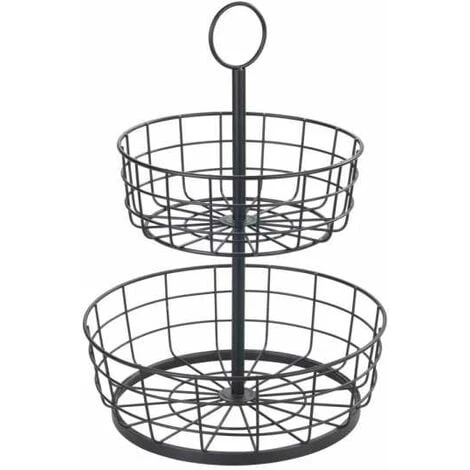 WENKO Corbeille à Fruit, Panier à Fruits à étages, Panière Decorative à Poser Sur Le Plan De Travail Ou à Suspendre, Style Industriel, Fer, Ø 28 X 39 Cm, Noir 3 WENKO Corbeille à Fruit, Panier à Fruits à étages, Panière Decorative à Poser Sur Le Plan De Travail Ou à Suspendre, Style Industriel, Fer, Ø 28 X 39 Cm, Noir