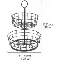 WENKO Corbeille à Fruit, Panier à Fruits à étages, Panière Decorative à Poser Sur Le Plan De Travail Ou à Suspendre, Style Industriel, Fer, Ø 28 X 39 Cm, Noir 10 WENKO Corbeille à Fruit, Panier à Fruits à étages, Panière Decorative à Poser Sur Le Plan De Travail Ou à Suspendre, Style Industriel, Fer, Ø 28 X 39 Cm, Noir -WENKO Soldes 60388678 4
