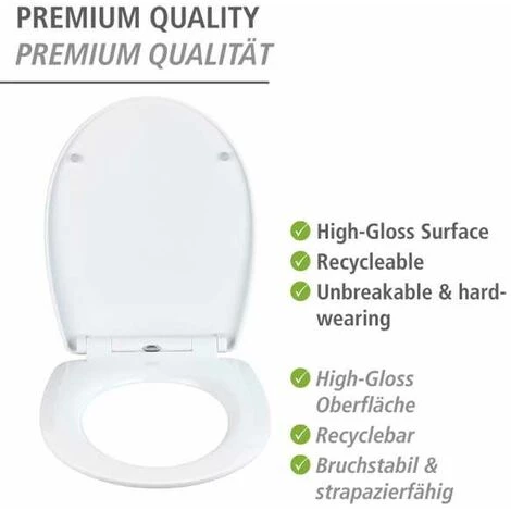 WENKO Abattant WC Original Polar, Abattant WC Avec Frein De Chute "easy Close", Fixation Acier Inox "fix Clip", Thermoplastique, 36,5x45 Cm, Multicolore 5 WENKO Abattant WC Original Polar, Abattant WC Avec Frein De Chute "easy Close", Fixation Acier Inox "fix Clip", Thermoplastique, 36,5x45 Cm, Multicolore – Image 3