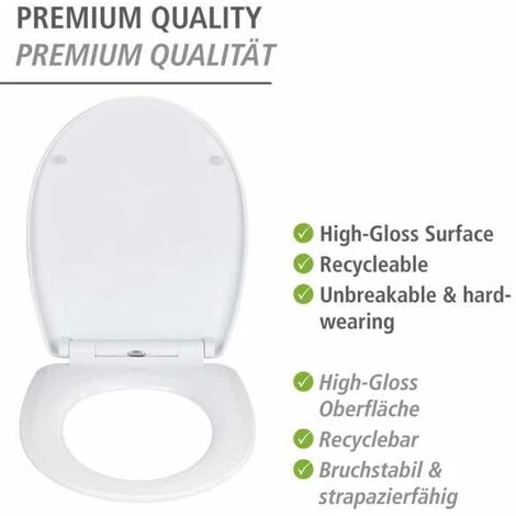 WENKO Abattant WC Original Tonga, Abattant WC Avec Frein De Chute "easy Close", Fixation Acier Inox "fix Clip", Thermoplastique, 36,5x45 Cm, Multicolore 5 WENKO Abattant WC Original Tonga, Abattant WC Avec Frein De Chute "easy Close", Fixation Acier Inox "fix Clip", Thermoplastique, 36,5x45 Cm, Multicolore – Image 3