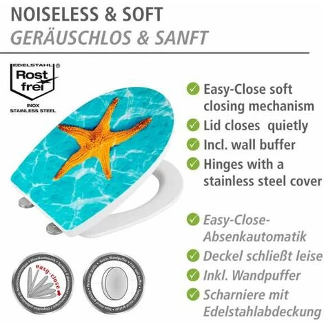 WENKO Abattant WC Original Tonga, Abattant WC Avec Frein De Chute "easy Close", Fixation Acier Inox "fix Clip", Thermoplastique, 36,5x45 Cm, Multicolore 6 WENKO Abattant WC Original Tonga, Abattant WC Avec Frein De Chute "easy Close", Fixation Acier Inox "fix Clip", Thermoplastique, 36,5x45 Cm, Multicolore – Image 4