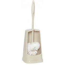 WENKO Brosse WC Double Standard, Porte Brosse WC Et Brosse WC Ergonomique Pour Un Nettoyage Efficace Des Toilettes, Porte Brosse WC En Matière Plastique Robuste,12,5x40,5x12,5 Cm, Beige