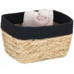 WENKO Panier De Rangement Rika M, Corbeille Décorative Pour Accessoires, En Fibres Naturelles Tressées, Ornée D'un Tissu En Coton, 80 % De Fibres Naturelles, 20 % De Coton, 18 X 25 X 15 Cm, Brun/noir 8 WENKO Panier De Rangement Rika M, Corbeille Décorative Pour Accessoires, En Fibres Naturelles Tressées, Ornée D'un Tissu En Coton, 80 % De Fibres Naturelles, 20 % De Coton, 18 X 25 X 15 Cm, Brun/noir -WENKO Soldes 63552062 2