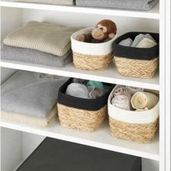 WENKO Panier De Rangement Rika M, Corbeille Décorative Pour Accessoires, En Fibres Naturelles Tressées, Ornée D'un Tissu En Coton, 80 % De Fibres Naturelles, 20 % De Coton, 18 X 25 X 15 Cm, Brun/noir 11 WENKO Panier De Rangement Rika M, Corbeille Décorative Pour Accessoires, En Fibres Naturelles Tressées, Ornée D'un Tissu En Coton, 80 % De Fibres Naturelles, 20 % De Coton, 18 X 25 X 15 Cm, Brun/noir -WENKO Soldes 63552062 5