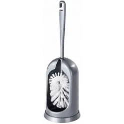 WENKO Brosse WC Standard - Brosse Double, Excellent Rapport Qualité/Prix, Brosse WC Ergonomique Pour Un Nettoyage Efficace Dans La Cuvette Des WC, Plastique, Ø 12x39 Cm, Gris