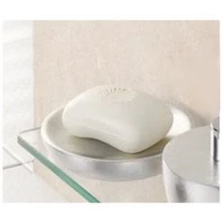 WENKO Porte-savon En Résine - Diam. 12 Cm - 12 X 12 X 2,2 - Argent