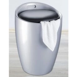 WENKO Tabouret 2 En 1 Candy - Diam. 36 X 50,5 - Argent