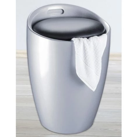 WENKO Tabouret 2 En 1 Candy - Diam. 36 X 50,5 - Argent 3 WENKO Tabouret 2 En 1 Candy - Diam. 36 X 50,5 - Argent