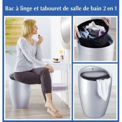WENKO Tabouret 2 En 1 Candy - Diam. 36 X 50,5 - Argent 7 WENKO Tabouret 2 En 1 Candy - Diam. 36 X 50,5 - Argent -WENKO Soldes 6389578 3