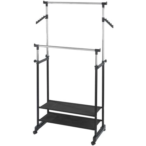 WENKO Penderie Double Portant Mobile - H.117/169 Cm - 89,5 X 43 X 169 - Argent 3 WENKO Penderie Double Portant Mobile - H.117/169 Cm - 89,5 X 43 X 169 - Argent