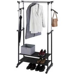 WENKO Penderie Double Portant Mobile - H.117/169 Cm - 89,5 X 43 X 169 - Argent 9 WENKO Penderie Double Portant Mobile - H.117/169 Cm - 89,5 X 43 X 169 - Argent -WENKO Soldes 6389634 3