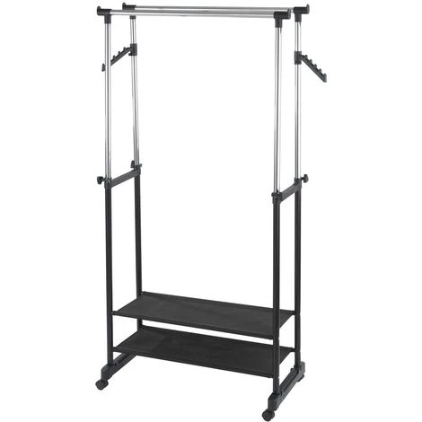 WENKO Penderie Double Portant Mobile - H.117/169 Cm - 89,5 X 43 X 169 - Argent 6 WENKO Penderie Double Portant Mobile - H.117/169 Cm - 89,5 X 43 X 169 - Argent – Image 4