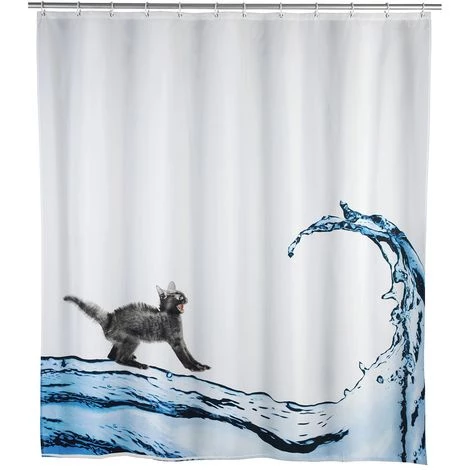 WENKO Rideau De Douche Cat - 180 X 200 - Blanc 4 WENKO Rideau De Douche Cat - 180 X 200 - Blanc – Image 2