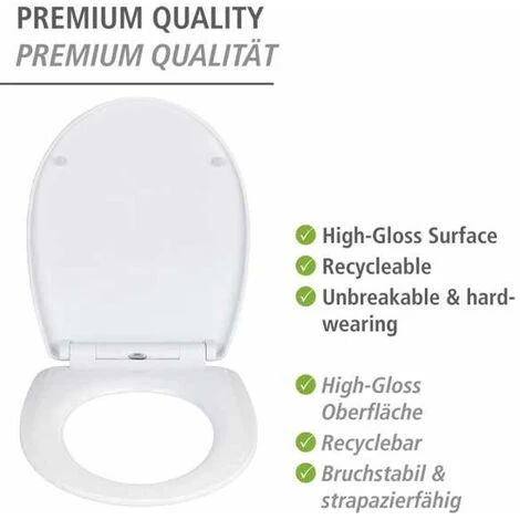 WENKO Abattant WC Original Pretty, Abattant WC Avec Frein De Chute "easy Close", Fixation Acier Inox "fix Clip", Thermoplastique, 36,5x45 Cm, Multicolore 5 WENKO Abattant WC Original Pretty, Abattant WC Avec Frein De Chute "easy Close", Fixation Acier Inox "fix Clip", Thermoplastique, 36,5x45 Cm, Multicolore – Image 3