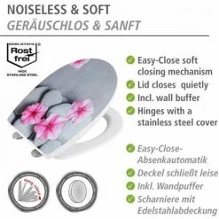 WENKO Abattant WC Original Pretty, Abattant WC Avec Frein De Chute "easy Close", Fixation Acier Inox "fix Clip", Thermoplastique, 36,5x45 Cm, Multicolore 10 WENKO Abattant WC Original Pretty, Abattant WC Avec Frein De Chute "easy Close", Fixation Acier Inox "fix Clip", Thermoplastique, 36,5x45 Cm, Multicolore -WENKO Soldes 65643758 4
