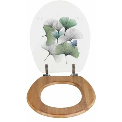 WENKO Abattant WC Original Ginkgo, Abattant WC Bois, Fixation Acier Inox "fix Clip", Bambou - MDF, 34,5x42 Cm, Multicolore 4 WENKO Abattant WC Original Ginkgo, Abattant WC Bois, Fixation Acier Inox "fix Clip", Bambou - MDF, 34,5x42 Cm, Multicolore – Image 2