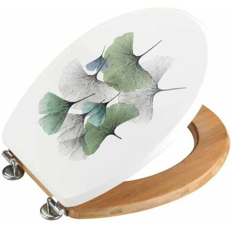 WENKO Abattant WC Original Ginkgo, Abattant WC Bois, Fixation Acier Inox "fix Clip", Bambou - MDF, 34,5x42 Cm, Multicolore 5 WENKO Abattant WC Original Ginkgo, Abattant WC Bois, Fixation Acier Inox "fix Clip", Bambou - MDF, 34,5x42 Cm, Multicolore – Image 3