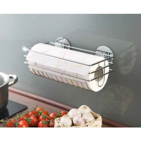 WENKO Porte Essuie-tout Mural Sans Perçage, Porte Sopalin Mural Fixation Sans Perçage Turbo-Loc®, Métal, 29x11x14,5 Cm, Brillant - Argent Brillant 5 WENKO Porte Essuie-tout Mural Sans Perçage, Porte Sopalin Mural Fixation Sans Perçage Turbo-Loc®, Métal, 29x11x14,5 Cm, Brillant - Argent Brillant – Image 3