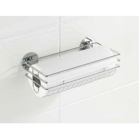 WENKO Porte Essuie-tout Mural Sans Perçage, Porte Sopalin Mural Fixation Sans Perçage Turbo-Loc®, Métal, 29x11x14,5 Cm, Brillant - Argent Brillant 6 WENKO Porte Essuie-tout Mural Sans Perçage, Porte Sopalin Mural Fixation Sans Perçage Turbo-Loc®, Métal, 29x11x14,5 Cm, Brillant - Argent Brillant – Image 4
