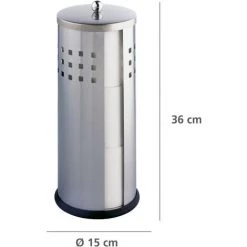 WENKO Rangement Papier Toilette Ancona, Stockeur Papier Toilette, 3 Rouleaux, Acier Inox, Ø 13x34 Cm, Mat - Mat 8 WENKO Rangement Papier Toilette Ancona, Stockeur Papier Toilette, 3 Rouleaux, Acier Inox, Ø 13x34 Cm, Mat - Mat -WENKO Soldes 6577774 3