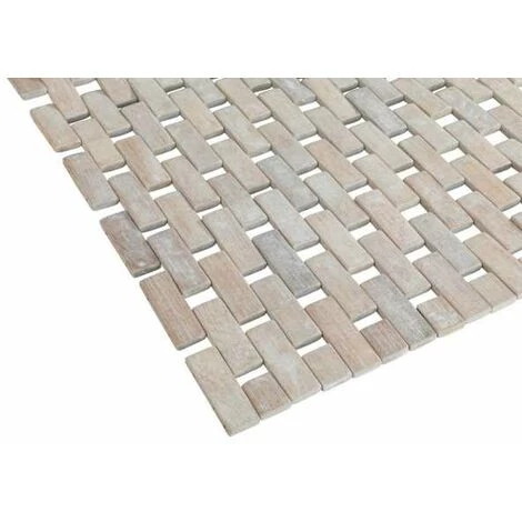 WENKO Tapis De Bain Bamboo, Tapis Salle De Bain Antidérapant, Bambou, 50x80 Cm, Blanc 4 WENKO Tapis De Bain Bamboo, Tapis Salle De Bain Antidérapant, Bambou, 50x80 Cm, Blanc – Image 2