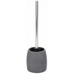 WENKO Brosse WC Goa, Brosse WC Noire, Polyrésine, Ø 11,8 Cmx38,5 Cm, Gris - Gris