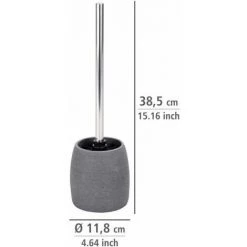 WENKO Brosse WC Goa, Brosse WC Noire, Polyrésine, Ø 11,8 Cmx38,5 Cm, Gris - Gris -WENKO Soldes 6577811 3