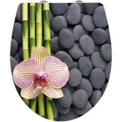 WENKO Abattant WC Original Spa, Abattant WC Avec Frein De Chute, Fixation Inox Clipsable, Duroplast Acrylique, 39x45 Cm, Multicolore - Blanc