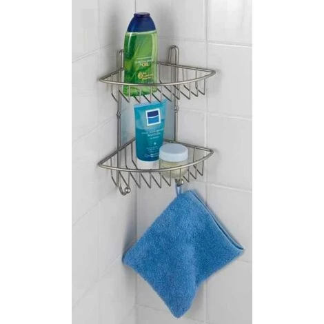 WENKO Etagère Murale D'angle De Douche, Milano, 2 Paniers D'angle De Douche, Fixation Murale, Acier, 22,5x30x16,5 Cm, Mat - Mat 4 WENKO Etagère Murale D'angle De Douche, Milano, 2 Paniers D'angle De Douche, Fixation Murale, Acier, 22,5x30x16,5 Cm, Mat - Mat – Image 2
