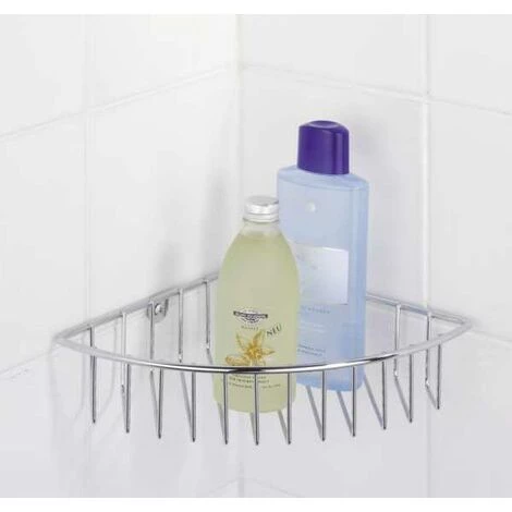 WENKO Etagère D'angle Douche, étagère Angle Salle De Bain, Genola, Acier, 26x5,5x20 Cm, Brillant - Chromé 4 WENKO Etagère D'angle Douche, étagère Angle Salle De Bain, Genola, Acier, 26x5,5x20 Cm, Brillant - Chromé – Image 2