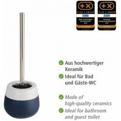 WENKO Porte Brosse WC Céramique Malta, Brosse WC Silicone Noire, Céramique, Ø 13,6x39 Cm, Bleu Foncé/blanc - Bleu - Bleu Foncé 9 WENKO Porte Brosse WC Céramique Malta, Brosse WC Silicone Noire, Céramique, Ø 13,6x39 Cm, Bleu Foncé/blanc - Bleu - Bleu Foncé -WENKO Soldes 6577839 3
