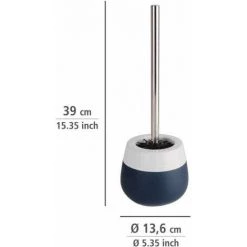 WENKO Porte Brosse WC Céramique Malta, Brosse WC Silicone Noire, Céramique, Ø 13,6x39 Cm, Bleu Foncé/blanc - Bleu - Bleu Foncé 10 WENKO Porte Brosse WC Céramique Malta, Brosse WC Silicone Noire, Céramique, Ø 13,6x39 Cm, Bleu Foncé/blanc - Bleu - Bleu Foncé -WENKO Soldes 6577839 4
