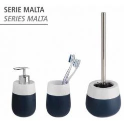 WENKO Porte Brosse WC Céramique Malta, Brosse WC Silicone Noire, Céramique, Ø 13,6x39 Cm, Bleu Foncé/blanc - Bleu - Bleu Foncé 11 WENKO Porte Brosse WC Céramique Malta, Brosse WC Silicone Noire, Céramique, Ø 13,6x39 Cm, Bleu Foncé/blanc - Bleu - Bleu Foncé -WENKO Soldes 6577839 5