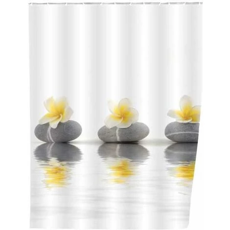 WENKO Rideau De Douche Original Stones Flower, Rideau De Douche 180x200 Cm, Lavable En Machine Et Waterproof, 12 Anneaux Rideau De Douche En Plastique Blanc Inclus, Polyester, 180x200 Cm, Multicolore - Multicolore 3 WENKO Rideau De Douche Original Stones Flower, Rideau De Douche 180x200 Cm, Lavable En Machine Et Waterproof, 12 Anneaux Rideau De Douche En Plastique Blanc Inclus, Polyester, 180x200 Cm, Multicolore - Multicolore