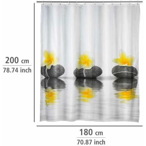 WENKO Rideau De Douche Original Stones Flower, Rideau De Douche 180x200 Cm, Lavable En Machine Et Waterproof, 12 Anneaux Rideau De Douche En Plastique Blanc Inclus, Polyester, 180x200 Cm, Multicolore - Multicolore 7 WENKO Rideau De Douche Original Stones Flower, Rideau De Douche 180x200 Cm, Lavable En Machine Et Waterproof, 12 Anneaux Rideau De Douche En Plastique Blanc Inclus, Polyester, 180x200 Cm, Multicolore - Multicolore – Image 5