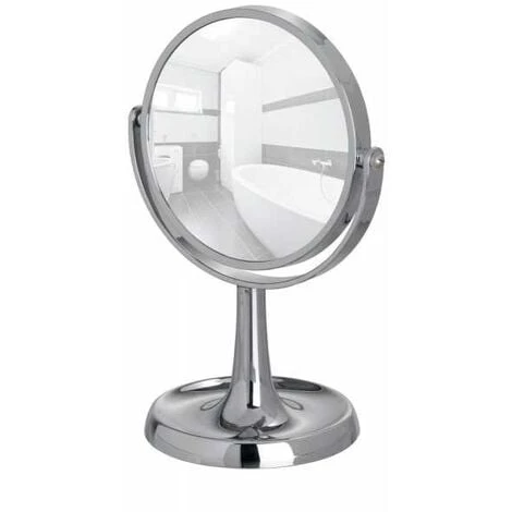 WENKO Miroir Grossissant Sur Pied Rosolina, Miroir Grossissant X5, Ø15 Cm, Plastique, 19,5x28x14 Cm, Chromé - Chromé 3 WENKO Miroir Grossissant Sur Pied Rosolina, Miroir Grossissant X5, Ø15 Cm, Plastique, 19,5x28x14 Cm, Chromé - Chromé