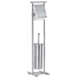 WENKO Combiné WC Lioni, Serviteur WC 2en1, Brosse WC Et Dérouleur Papier Toilette, Acier Inox, 49,5x76x37 Cm, Mat -WENKO Soldes 6577857 2