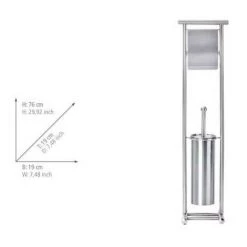 WENKO Combiné WC Lioni, Serviteur WC 2en1, Brosse WC Et Dérouleur Papier Toilette, Acier Inox, 49,5x76x37 Cm, Mat -WENKO Soldes 6577857 3
