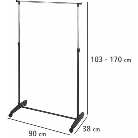 WENKO Portant Vêtement Sur Roulette, Hauteur Ajustable, Mikey, 90x103-170x38 cm 6 WENKO Portant Vêtement Sur Roulette, Hauteur Ajustable, Mikey, 90x103-170x38 cm – Image 4