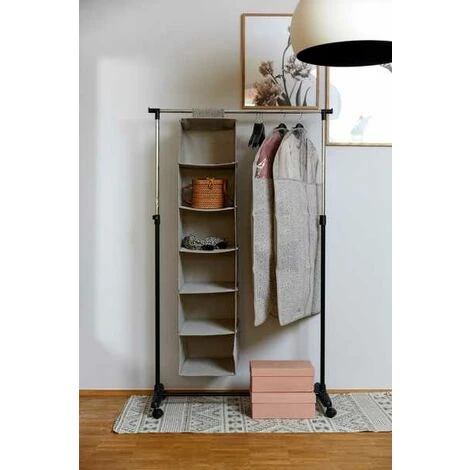 WENKO Portant Vêtement Sur Roulette, Hauteur Ajustable, Mikey, 90x103-170x38 cm 7 WENKO Portant Vêtement Sur Roulette, Hauteur Ajustable, Mikey, 90x103-170x38 cm – Image 5