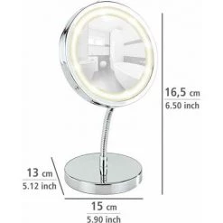 WENKO Miroir Maquillage LED Brolo, Miroir Grossissant LED X3, Miroir à Poser, Ø 11 Cm, Acier, 15x16,5x13 Cm, Chromé - Chromé 9 WENKO Miroir Maquillage LED Brolo, Miroir Grossissant LED X3, Miroir à Poser, Ø 11 Cm, Acier, 15x16,5x13 Cm, Chromé - Chromé -WENKO Soldes 6577881 4