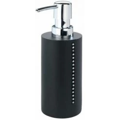 WENKO Distributeur Savon Liquide Diamond, Rechageable Capacité 270 Ml, Polyrésine Avec Strass, 8,4x17,9x6,4 Cm, Noir - Chromé - Noir