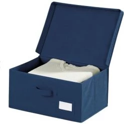WENKO Boîte De Rangement Tissu, Housse De Rangement Vêtement, Air L, 44 X 33 X 19 Cm - Bleu