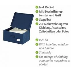 WENKO Boîte De Rangement Tissu, Housse De Rangement Vêtement, Air L, 44 X 33 X 19 Cm - Bleu -WENKO Soldes 6577888 3