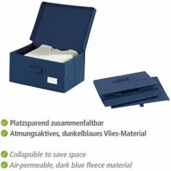 WENKO Boîte De Rangement Tissu, Housse De Rangement Vêtement, Air L, 44 X 33 X 19 Cm - Bleu -WENKO Soldes 6577888 4